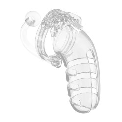 Man Cage 12  Male 5.5 Inch Clear Chastity Cage With Anal Plug